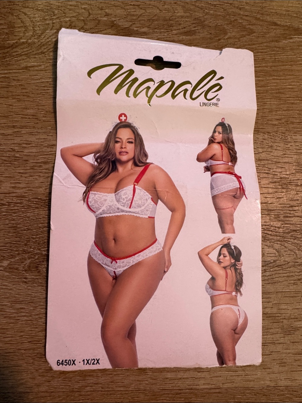 Plus-Size White Lace Bra with Red Trim
